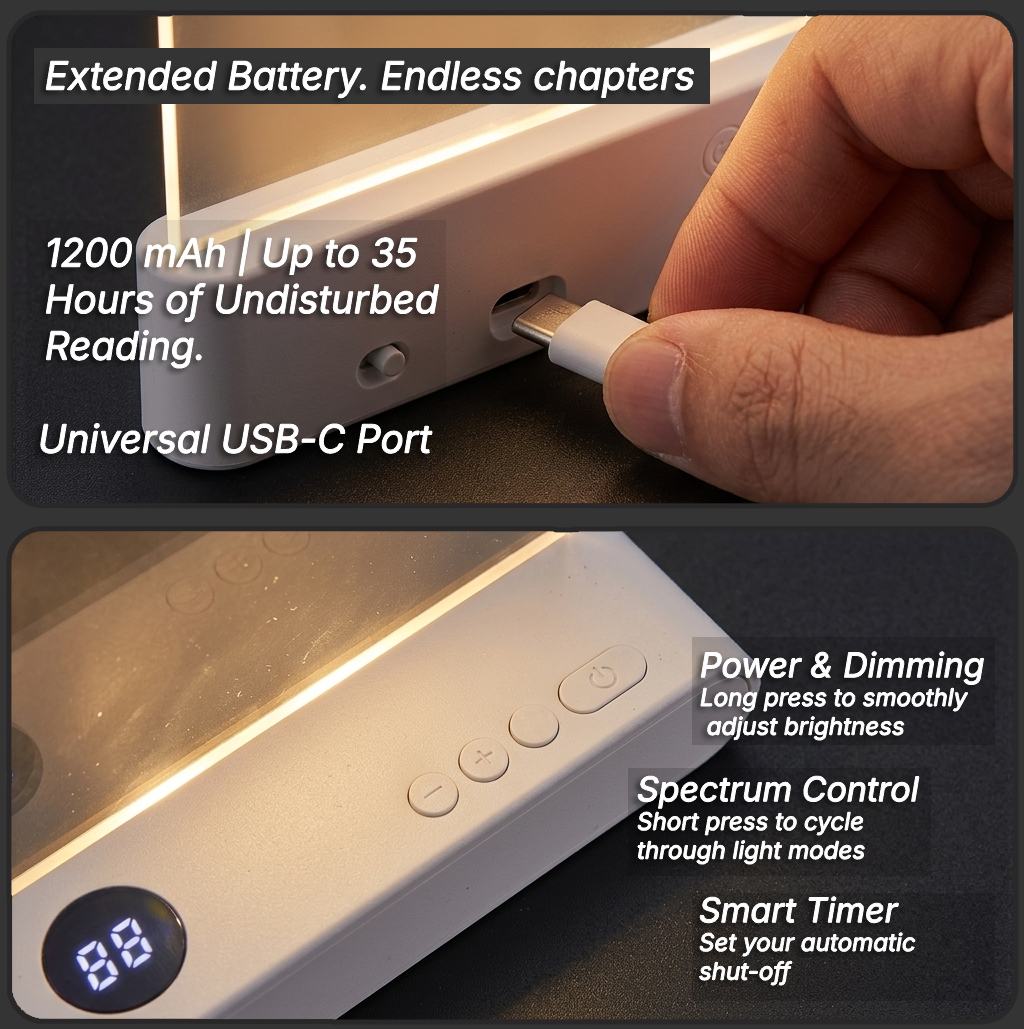 Black Acrylic Soft-Light LED Reading Lamp